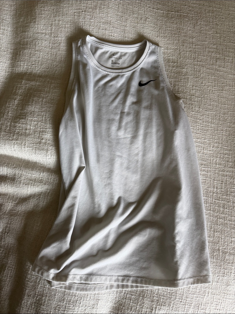 Nike White Women’s Athletic Tank Top with Black Swoosh